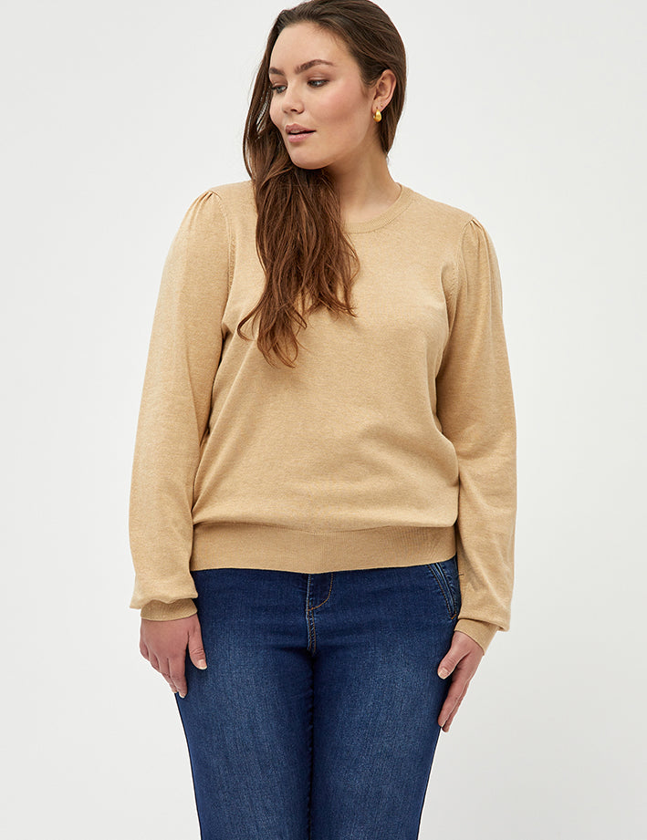 Peppercorn PCTana Strik Curve Pullover 0273M Warm Sand Melange