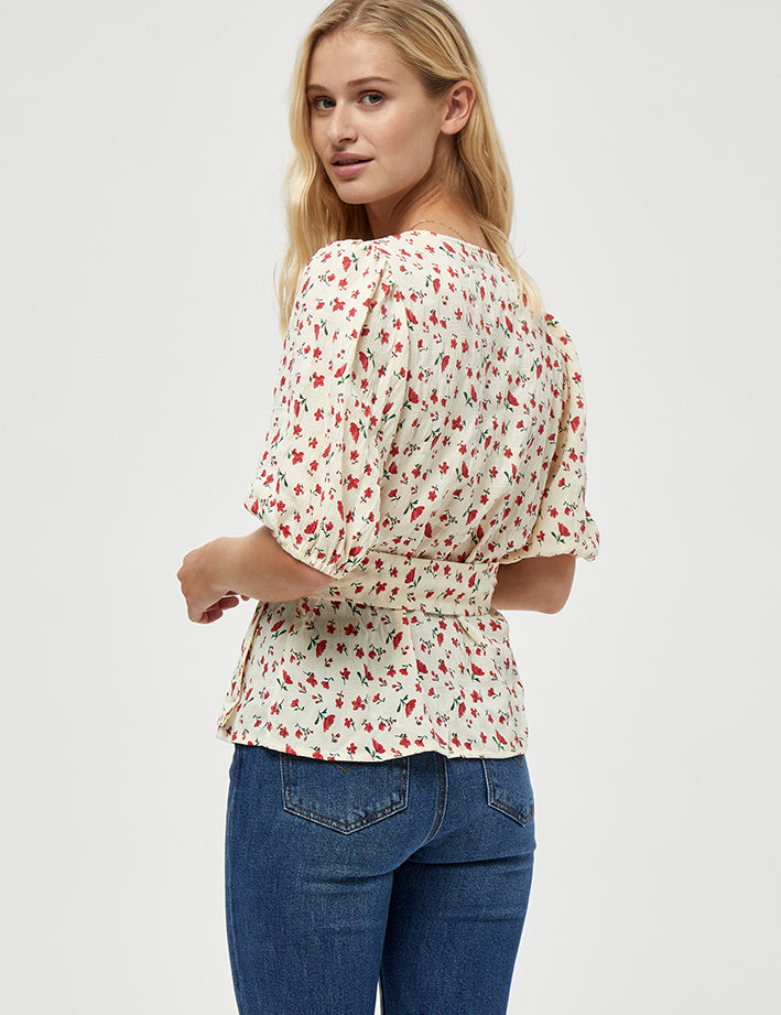 Peppercorn Valerie Slå-om bluse Bluser 0011P Gardenia Print