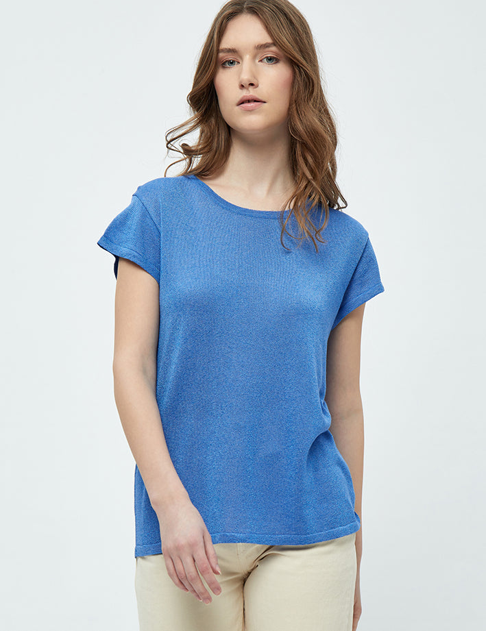 Minus MSCarlina Strik T-Shirt T-Shirt 1530L REGATTA BLUE LUREX