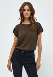 Minus MSCarlina Strik T-Shirt T-Shirt 486L Slate Brown Lurex