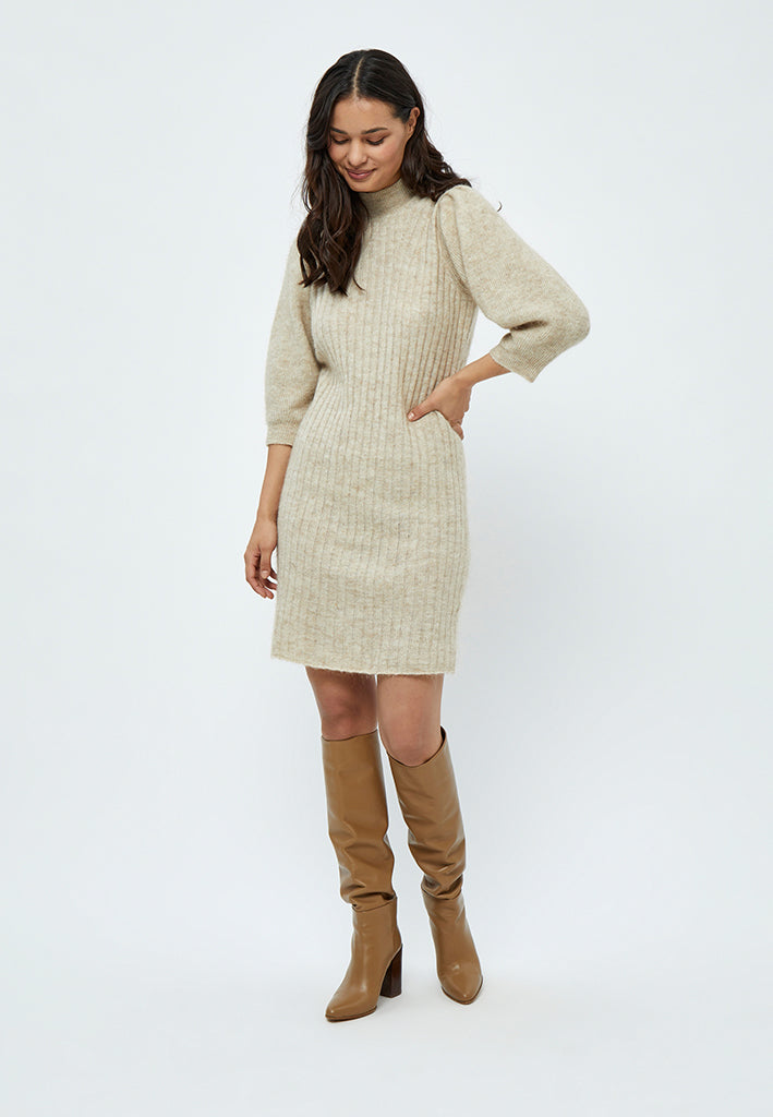 Minus Ditta Strikkjole Kjoler 174 Oyster Grey Melange