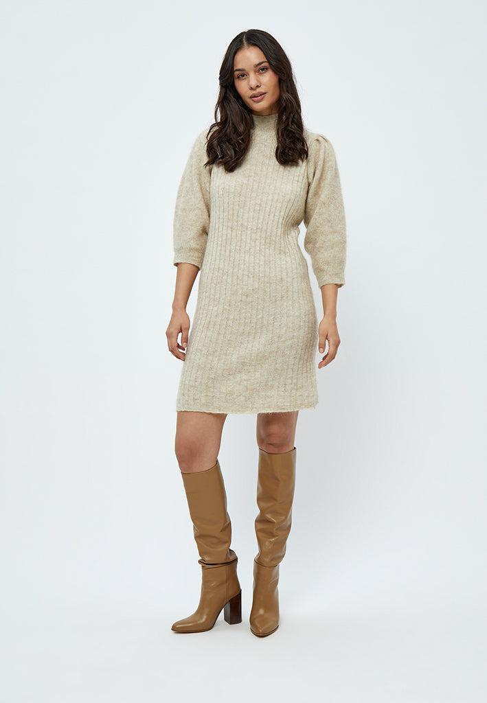 Minus Ditta Strikkjole Kjoler 174 Oyster Grey Melange