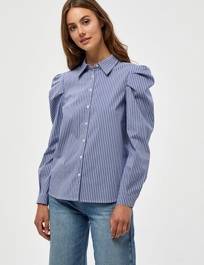 Minus MSElayna Stribet Skjorte Skjorter 9336S Blue Zen Stripe