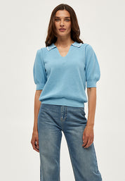 Minus Elvika Strik T-shirt T-Shirt 5015 Pasific Blue