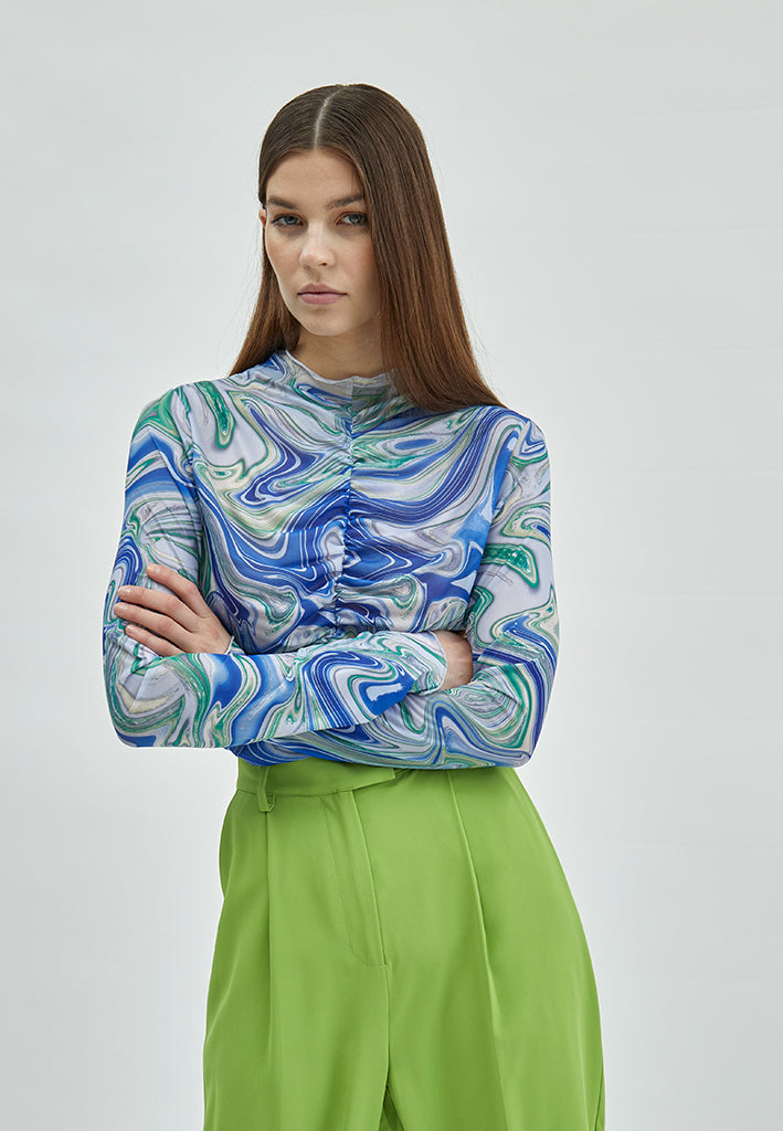 Minus Jamia Langærmet T-Shirt T-Shirt 3031P Lime Green Swirl PR