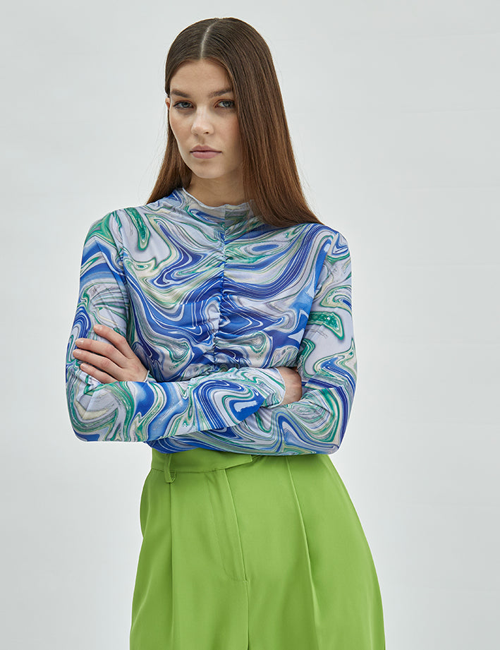 Minus Jamia Langærmet T-Shirt T-Shirt 3031P Lime Green Swirl PR