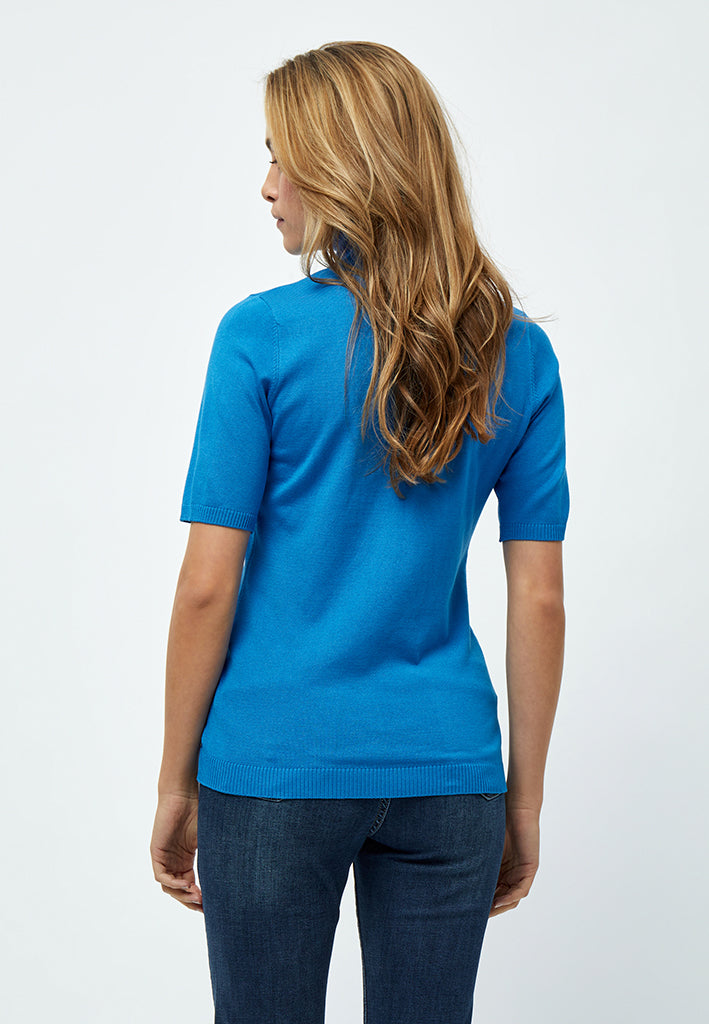 Minus MSLima Rullekrave Strik T-Shirt 1202 Ocean Blue