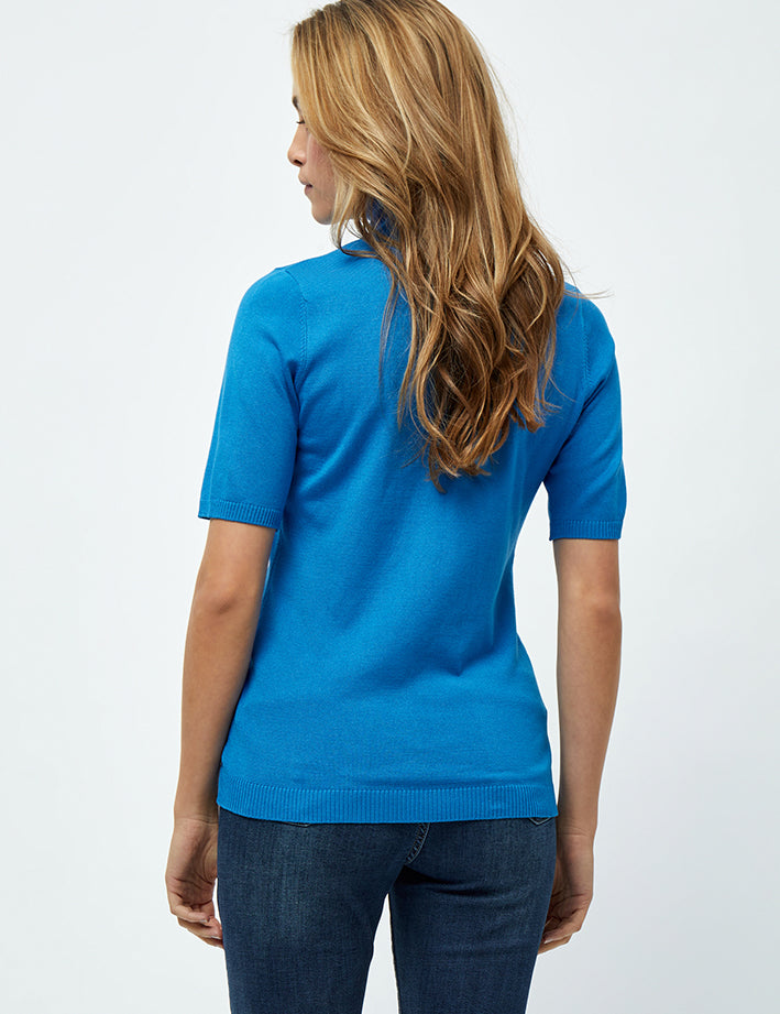 Minus MSLima Rullekrave Strik T-Shirt 1202 Ocean Blue