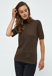 Minus MSLima Rullekrave Strik T-Shirt 486L Slate Brown Lurex