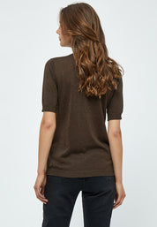 Minus MSLima Rullekrave Strik T-Shirt 486L Slate Brown Lurex