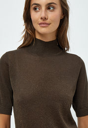Minus MSLima Rullekrave Strik T-Shirt 486L Slate Brown Lurex