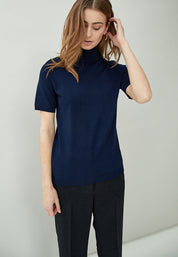Minus MSLima Rullekrave Strik T-Shirt 542 Black Iris Solid