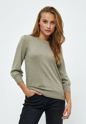 Minus MSMersin Strik Pullover Pullover 399 Wood Smoke Melange