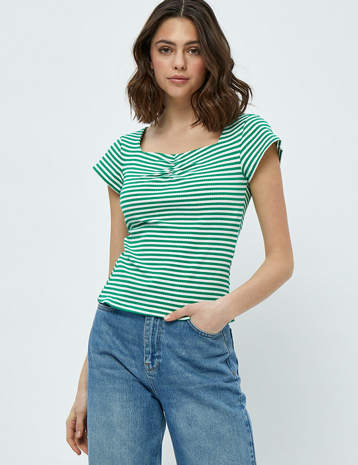 Minus Miajohanna SS Tee T-Shirt 9443S Green Field Stripe