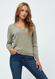 Minus Milla Strik Pullover Pullover 399 Wood Smoke Melange