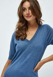 Minus Milla Strikkjole Kjoler 5021M Denim Blue Melange