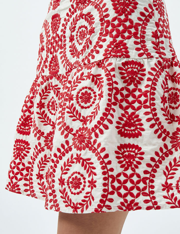 Minus Musia Nederdel Nederdele 4084E Lollipop Red Embroidery