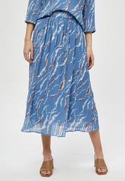 Minus Rikka Mia lang nederdel Nederdele 9428P Denim Blue Graphic Print